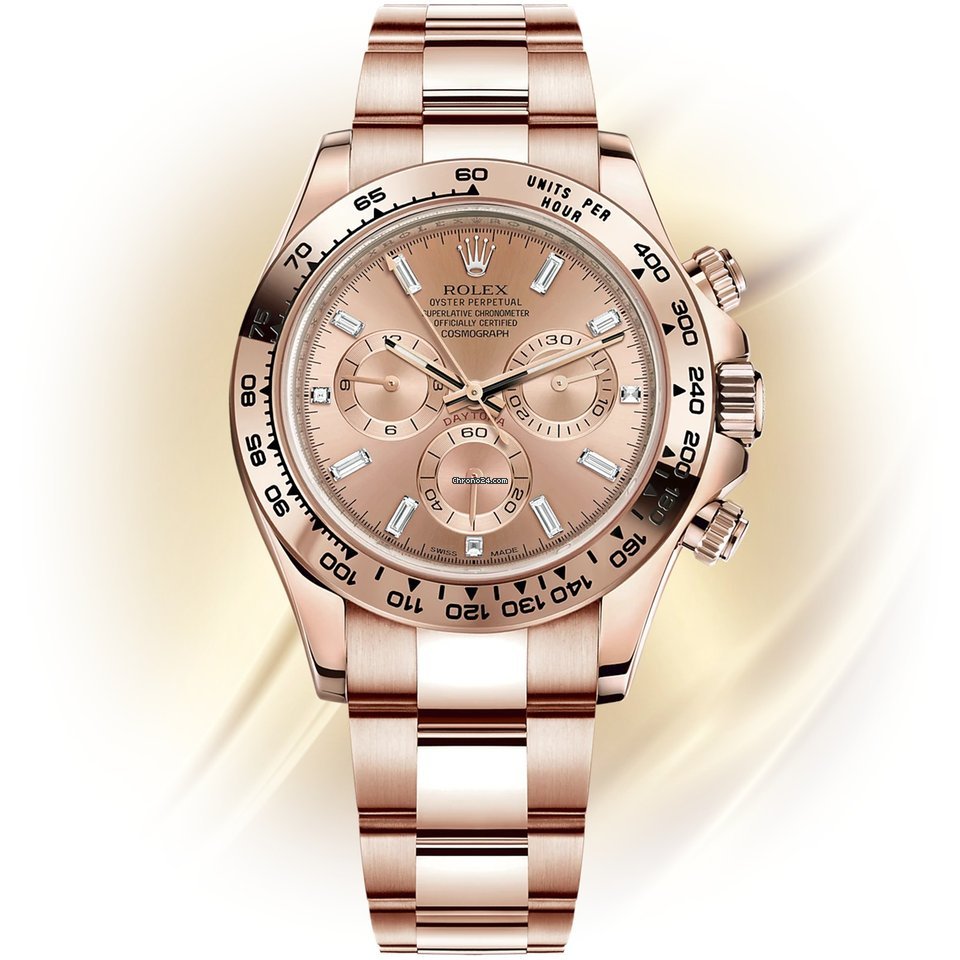 AAA+ Swiss Replica Rolex Cosmograph Daytona 40 Pink Diamond Dial Unworn ...